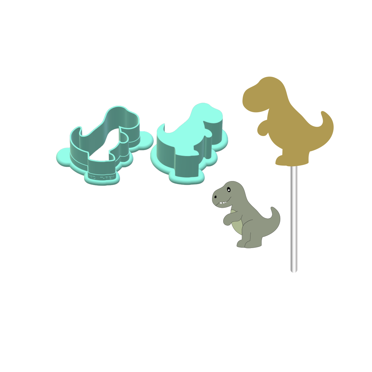 T-Rex Cake Pop Mold |Deluxe Cutter, Popper, and Tray Option