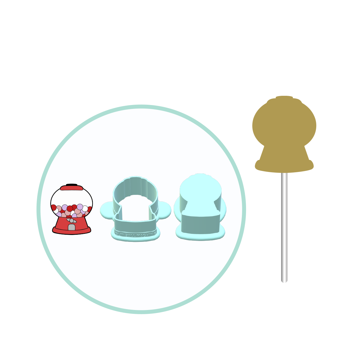 Valentines Gumball Machine Cake Pop Mold | Deluxe Cutter, Popper, and Tray Option