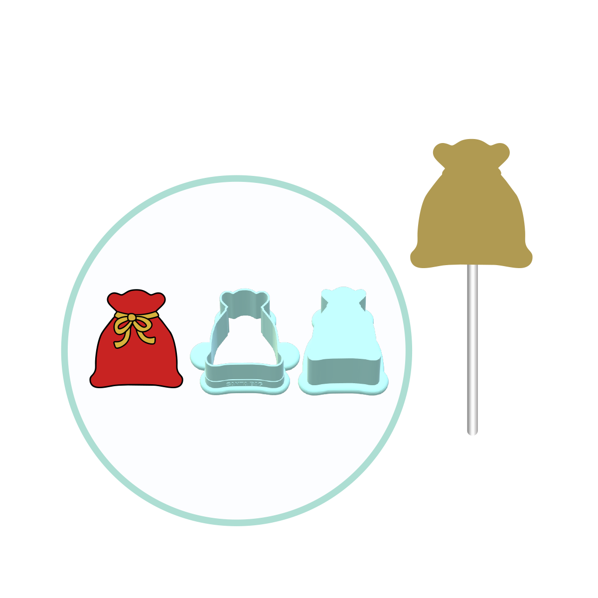 Santa Bag Cake Pop Mold | Deluxe Cutter, Popper, and Tray Option