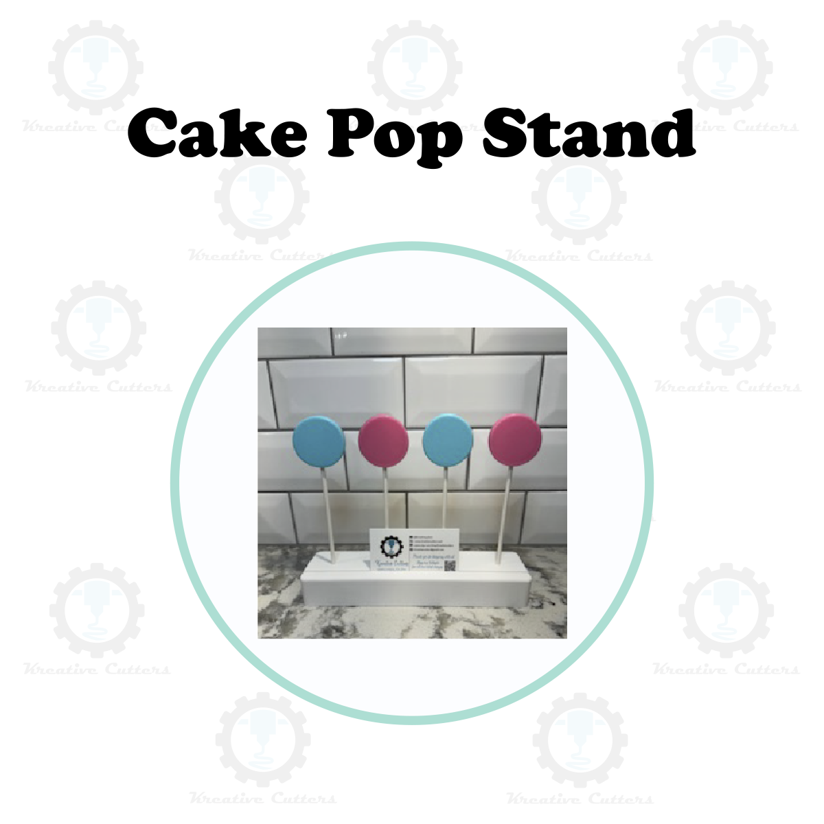 Cake Pop Display Stand with Business Card Slot (White/4 Holes)