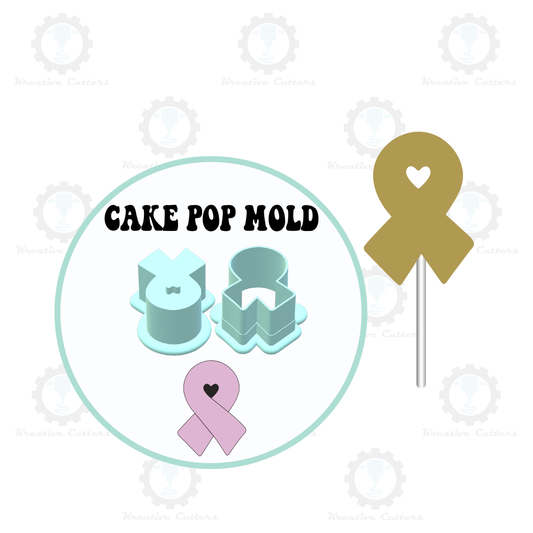 Cancer Ribbon Cake Pop Mold with Heart Embosser