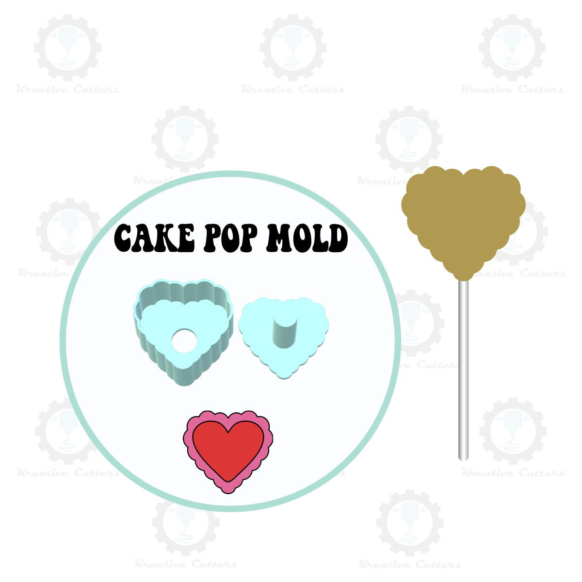 Valentines Scalloped Heart Cake Pop Mold