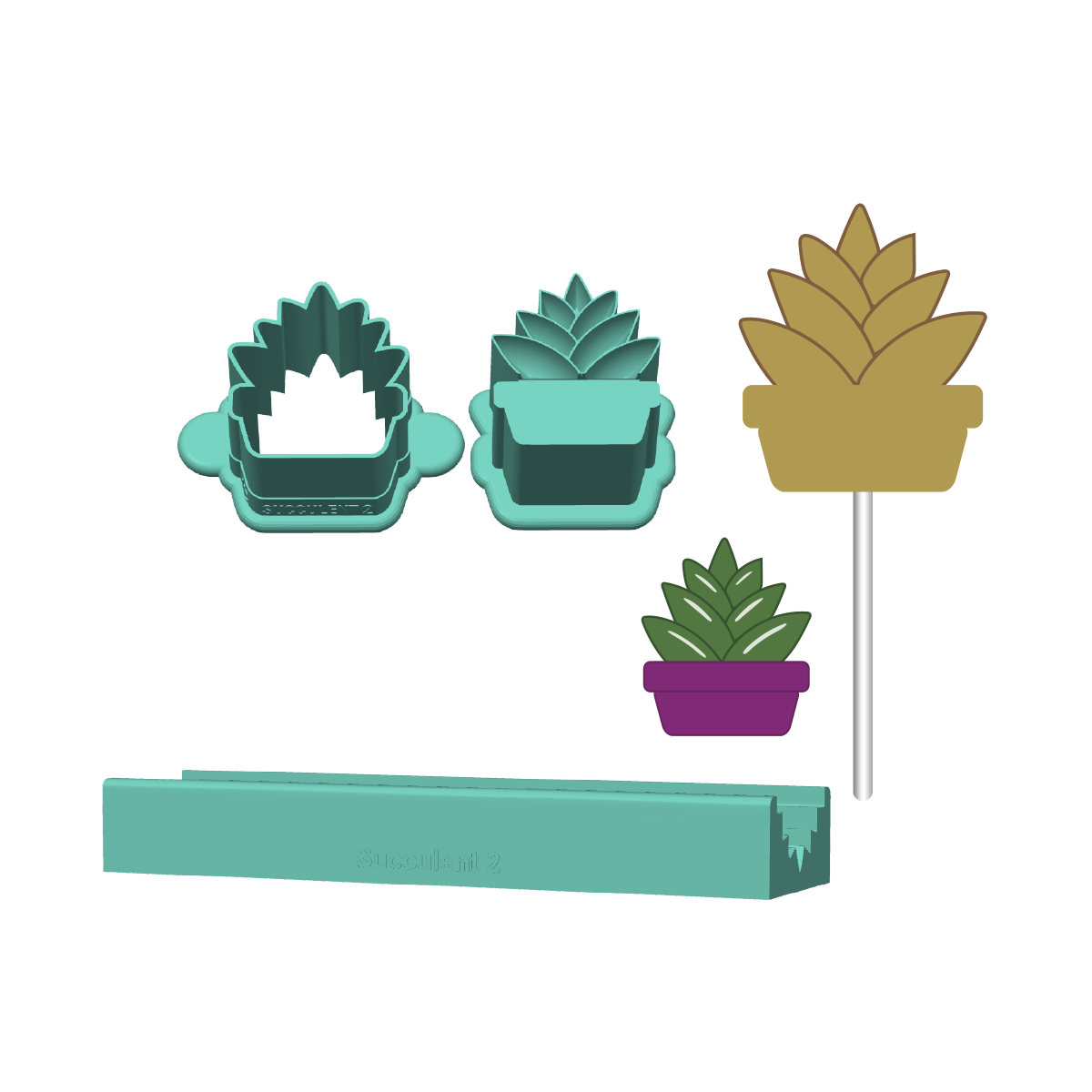 Succulent 2 Cake Pop Mold |Deluxe Cutter, Popper, and Tray Option