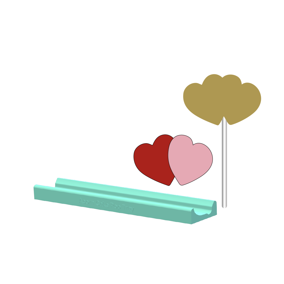 Double Hearts Cake Pop Mold | Deluxe Cutter, Popper, and Tray Option