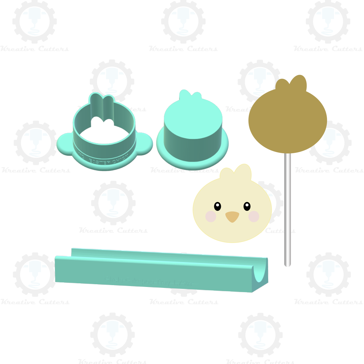 Easter Chick Face Cake Pop Mold |Deluxe Cutter, Popper, and Tray Option
