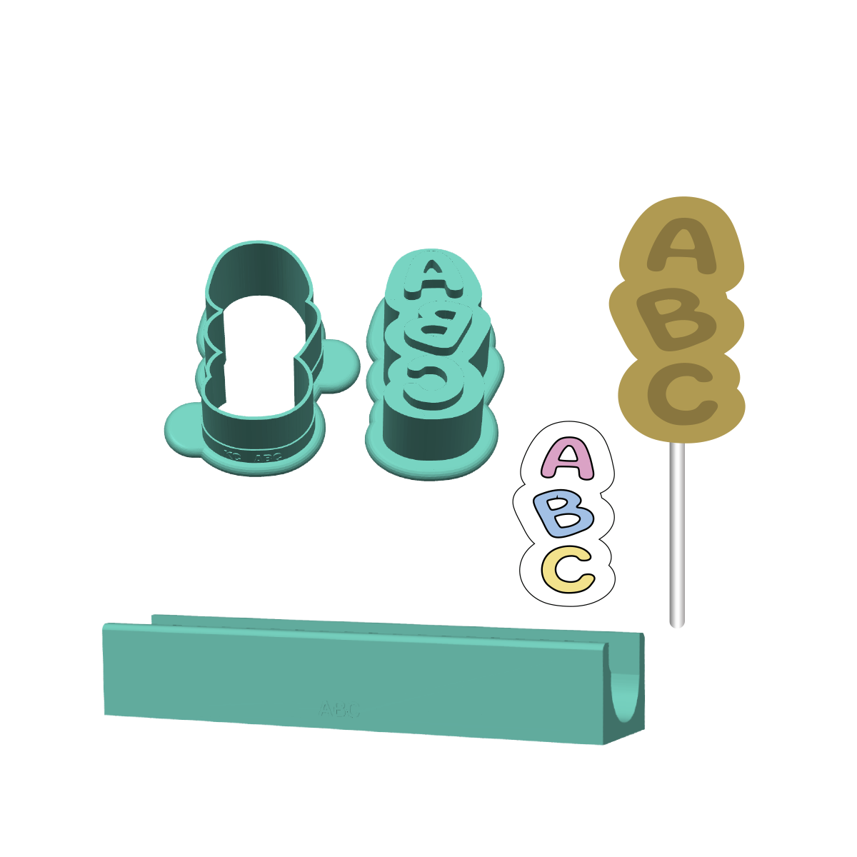 ABC Cake Pop Mold |Deluxe Cutter, Popper, and Tray Option