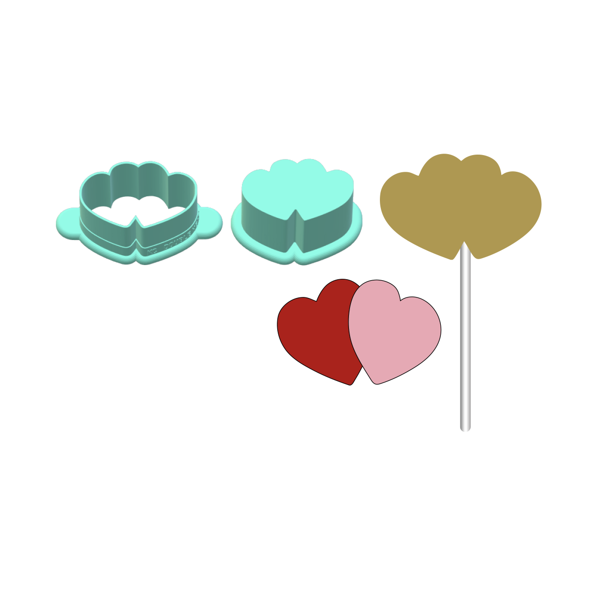 Double Hearts Cake Pop Mold