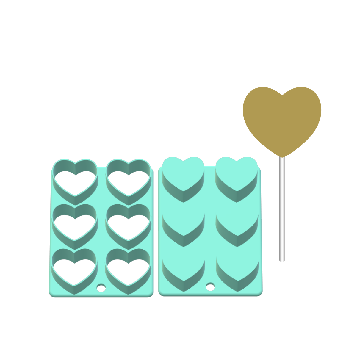 Heart Cake Pop Mold | Deluxe Cutter, Popper, and Tray Option