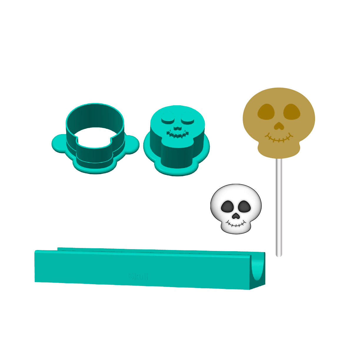 Skull Cake Pop Mold | Deluxe Cutter, Popper, and Tray Option