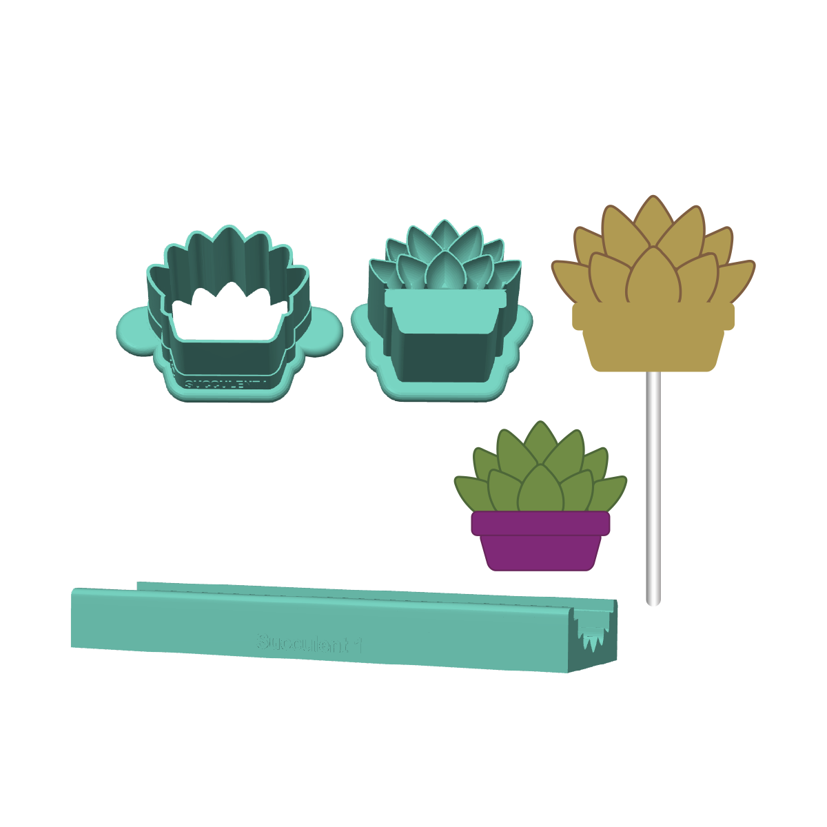 Succulent 1 Cake Pop Mold |Deluxe Cutter, Popper, and Tray Option