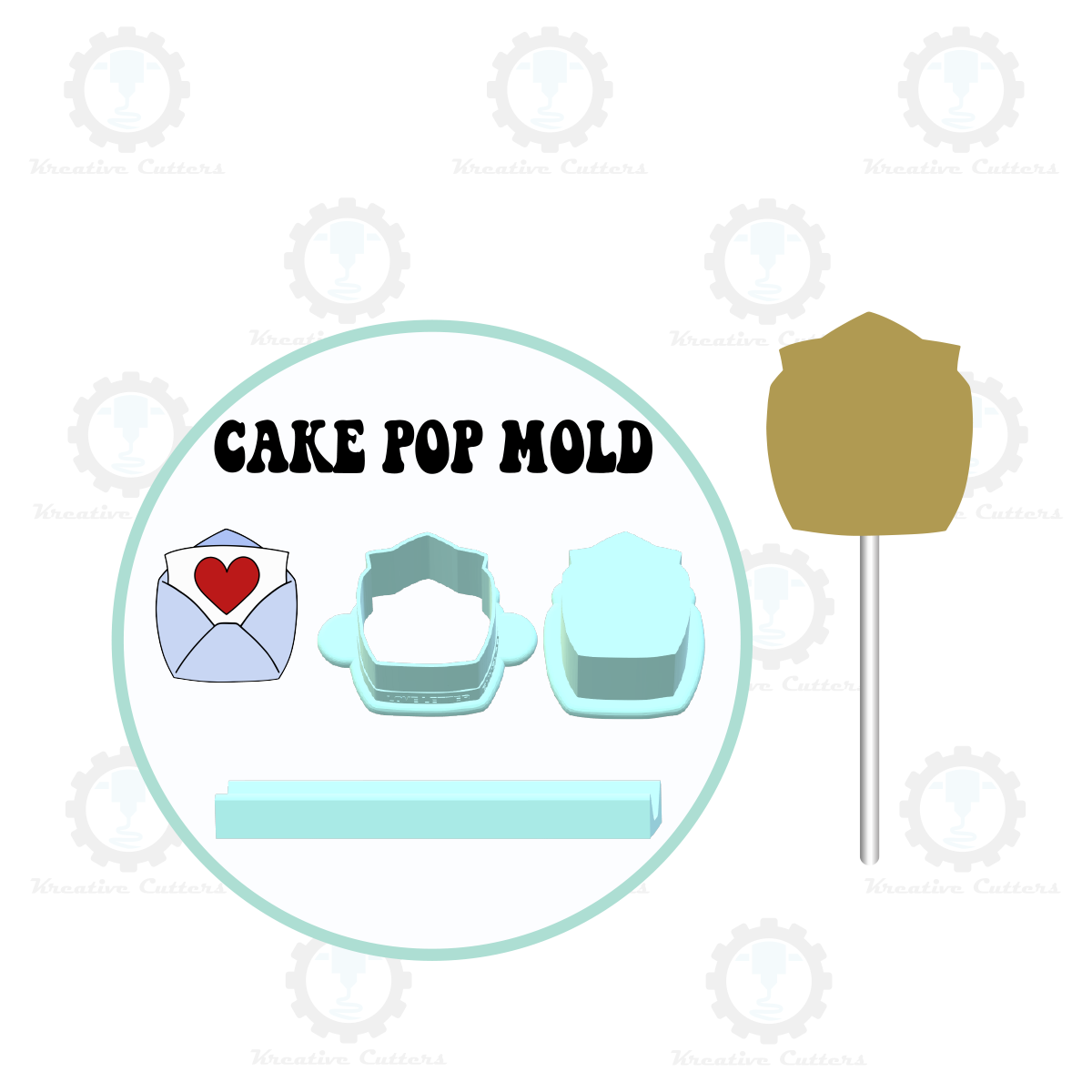 Valentines Love Letter Envelope Cake Pop Mold | Deluxe Cutter, Popper, and Tray Option