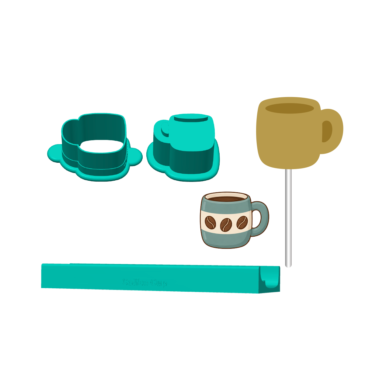 Coffee Cup Cake Pop Mold | Deluxe Cutter, Popper, and Tray Options