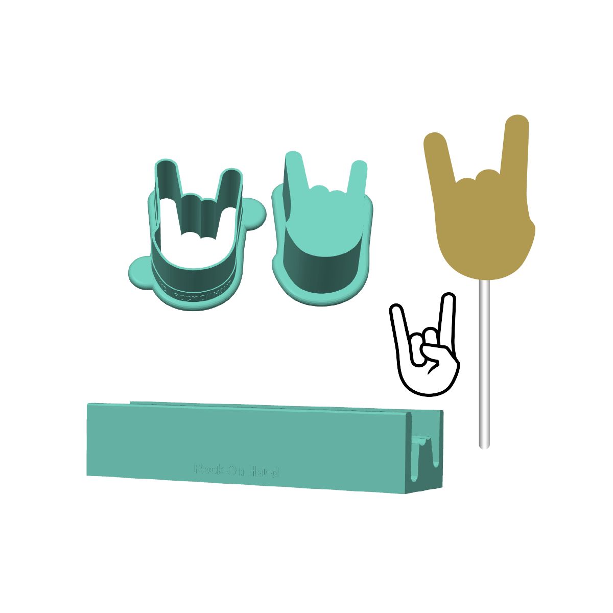 Rock On Hand Cake Pop Mold |Deluxe Cutter, Popper, and Tray Option