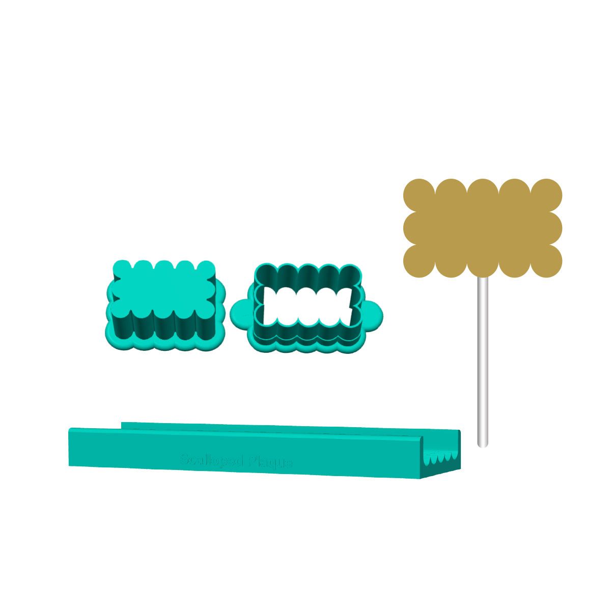 Scalloped Plaque Cake Pop Mold |Deluxe Cutter, Popper, and Tray Option