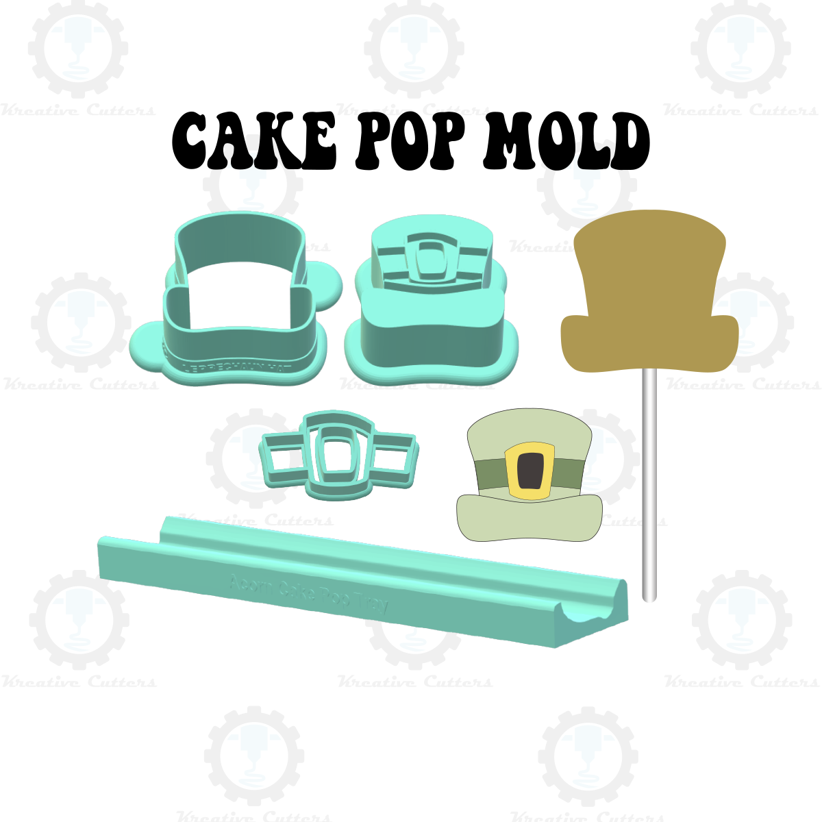Leprechaun Hat Cake Pop Mold with Fondant cutter | Deluxe Cutter, Popper, and Tray Option