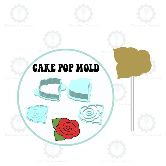 Rose Cake Pop Mold with Fondant Embosser and Stamp | Deluxe Cutter, Popper