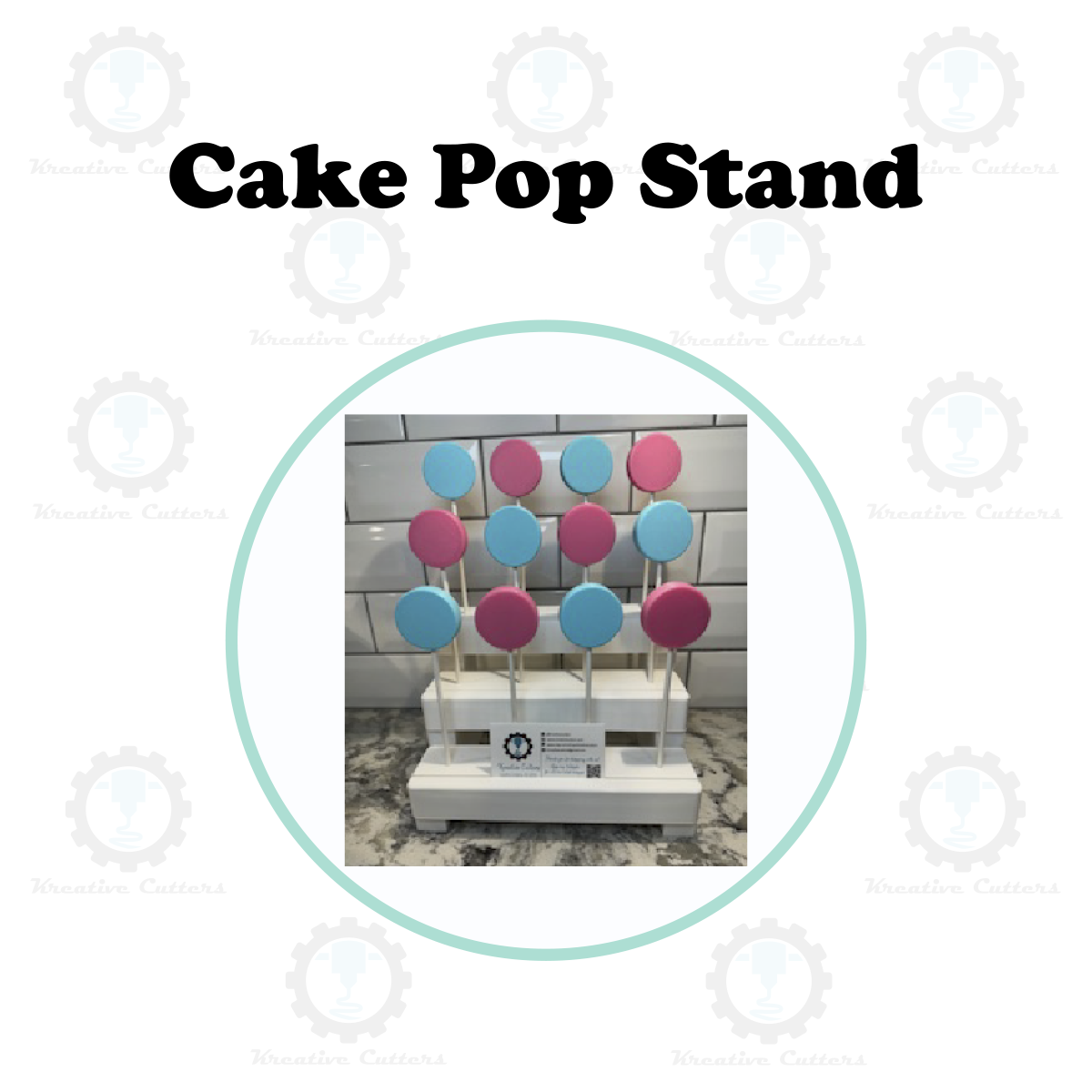 3-Tier Cake Pop Display Stand with Business Card Slot (White/12 Holes)