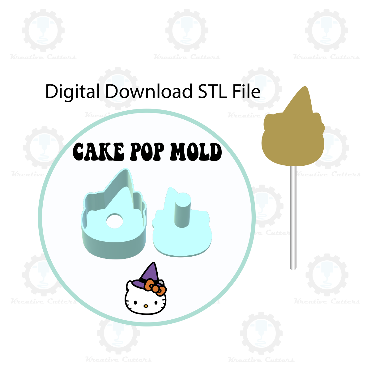 Kitty Witch Cake Pop Mold | Digital Download STL File