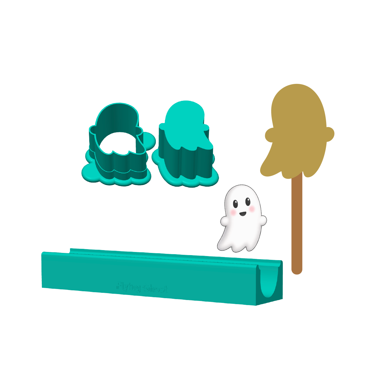 Flying Ghost Cakesicle Mold | Deluxe Cutter, Popper and Tray Options