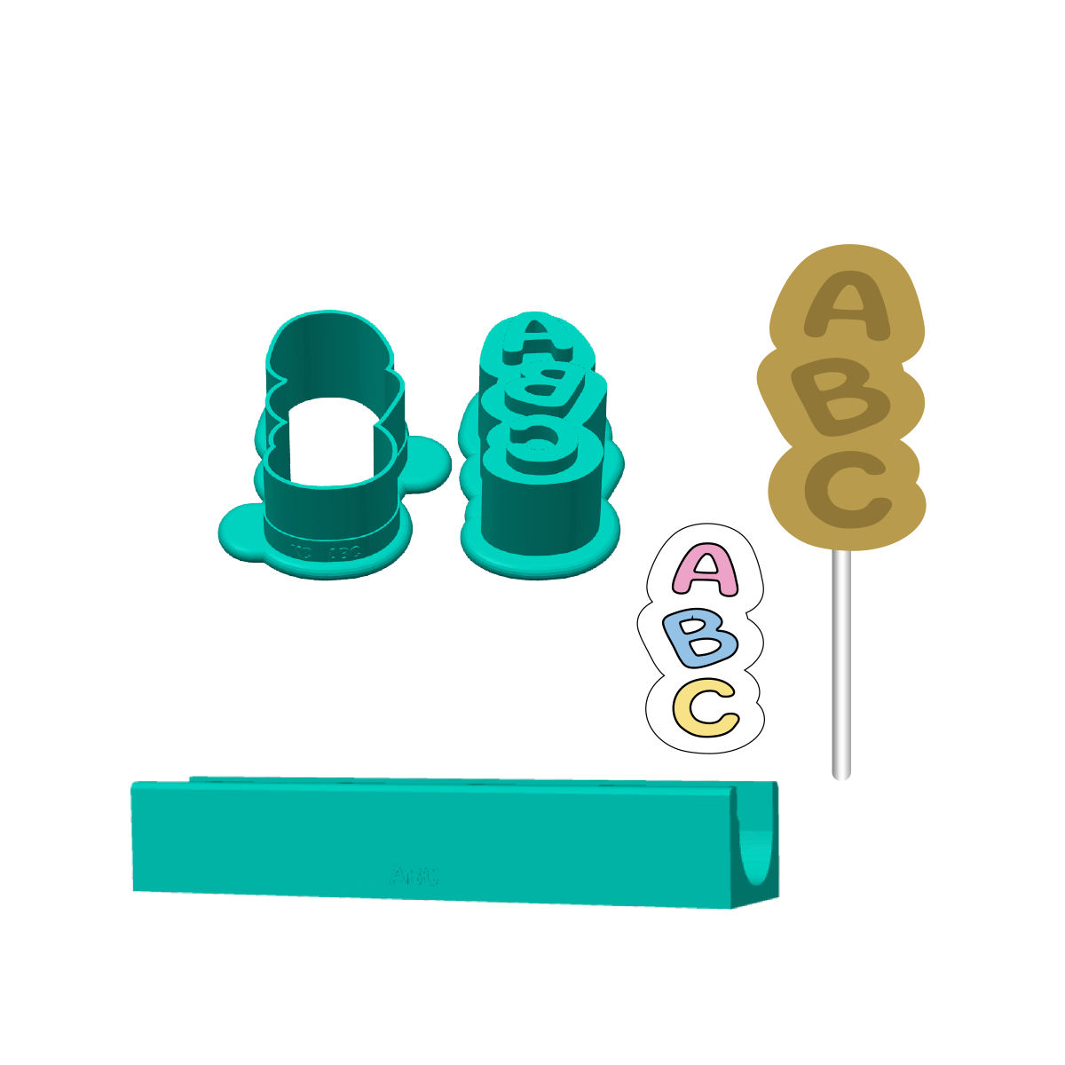 ABC Cake Pop Mold |Deluxe Cutter, Popper, and Tray Option
