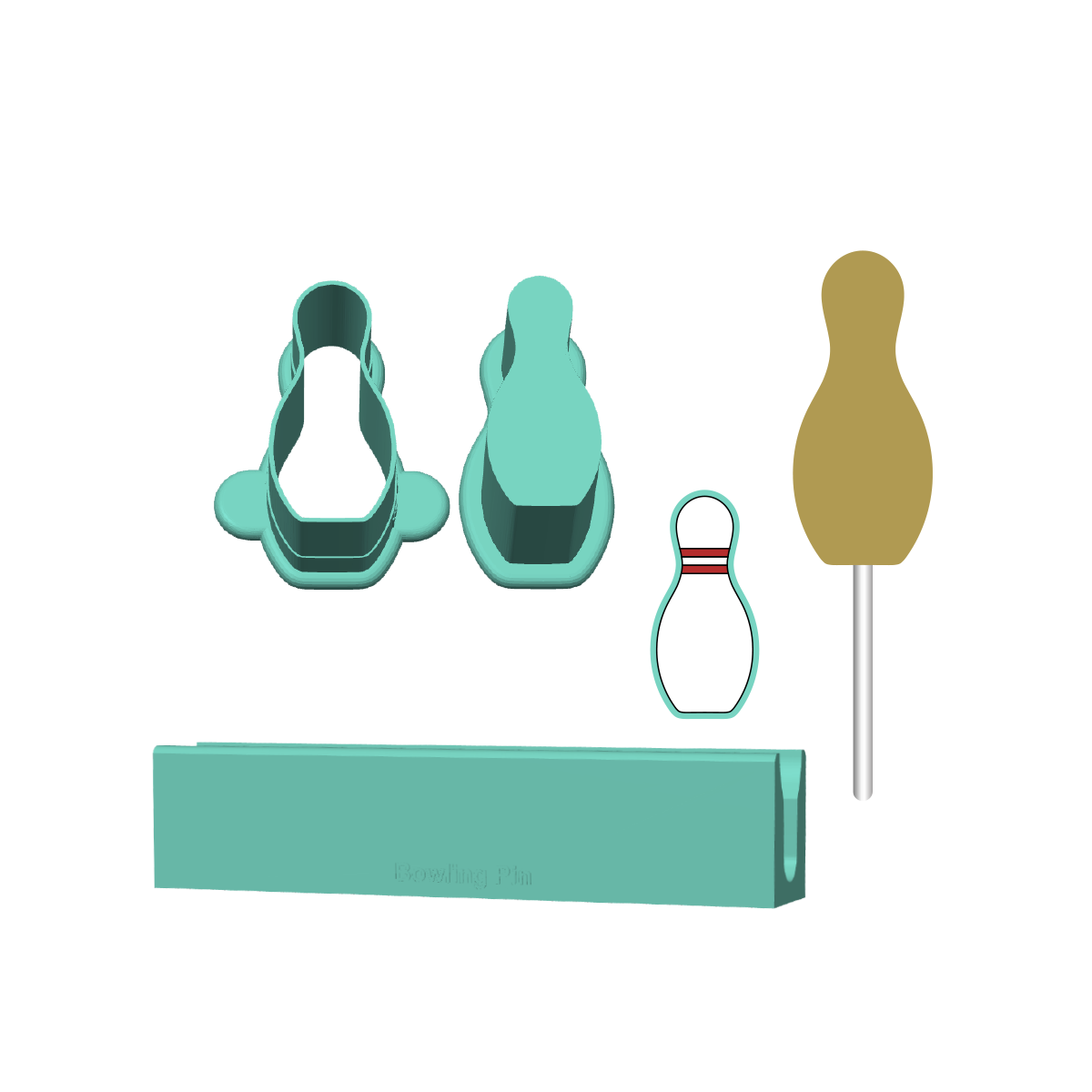 Bowling Pin Cake Pop Mold |Deluxe Cutter, Popper, and Tray Option