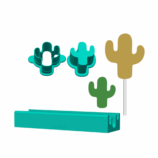 Cactus 2 Cake Pop Mold |Deluxe Cutter, Popper, and Tray Option