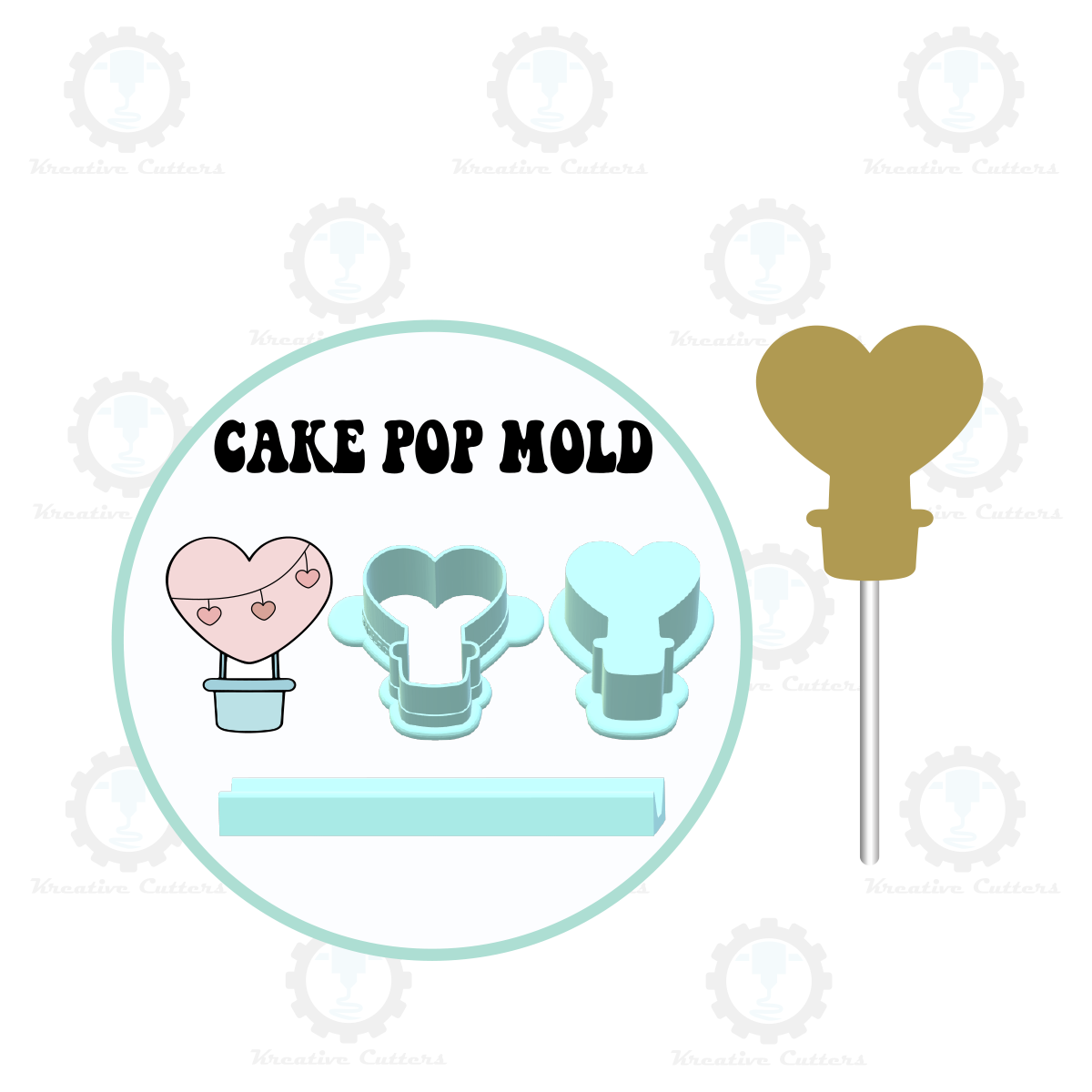 Valentines Heart Air Balloon Cake Pop Mold | Deluxe Cutter, Popper, and Tray Option