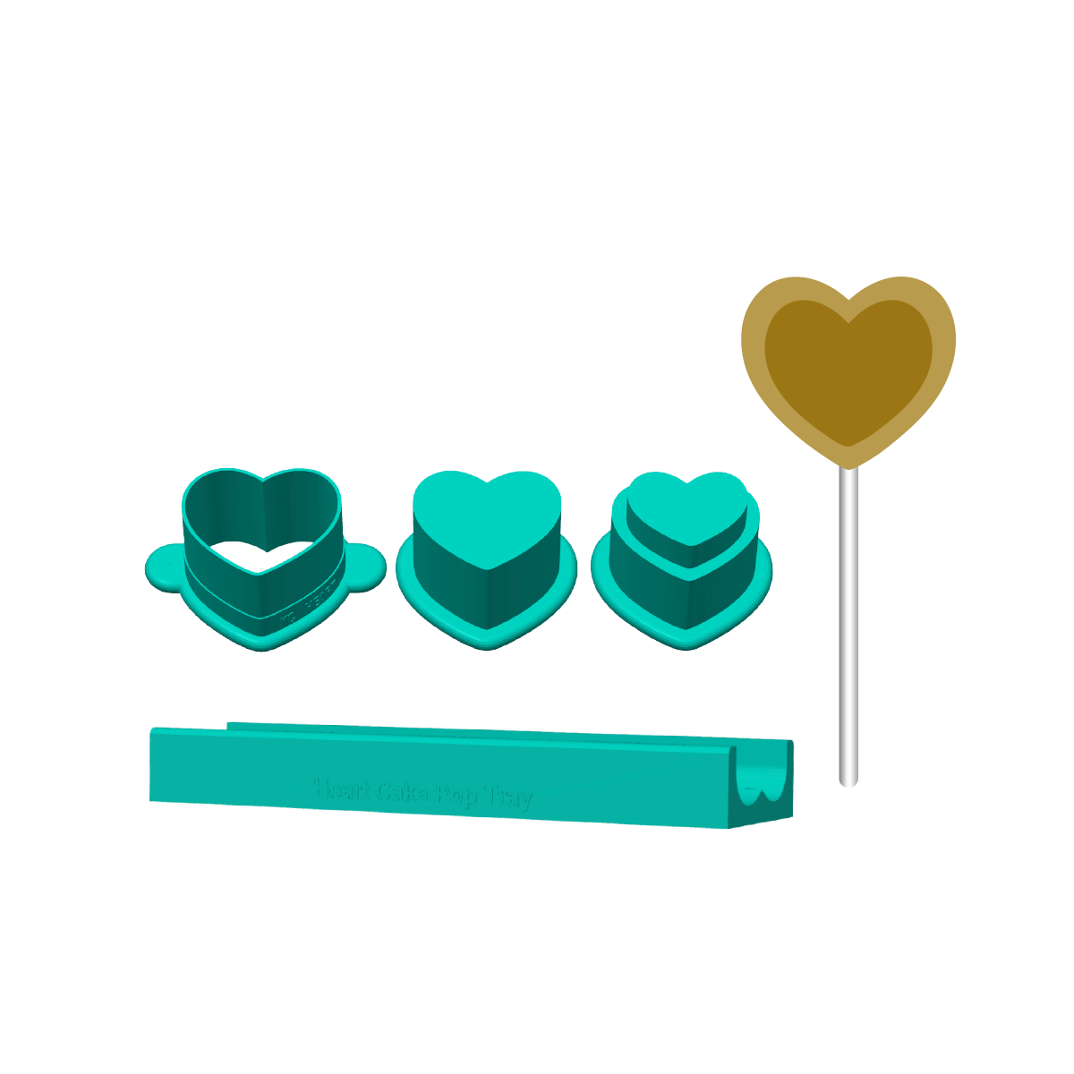 Heart Stuffed Cake Pop Mold with Filling Embosser |Deluxe Cutter, Popper, and Tray Option