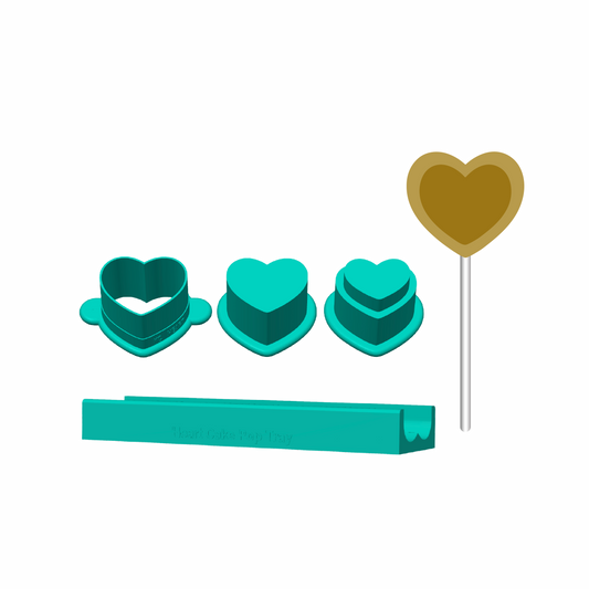 Heart Stuffed Cake Pop Mold with Filling Embosser |Deluxe Cutter, Popper, and Tray Option