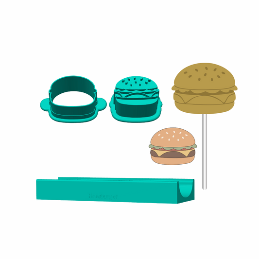 Hamburger Cake Pop Mold |Deluxe Cutter, Popper, and Tray Option