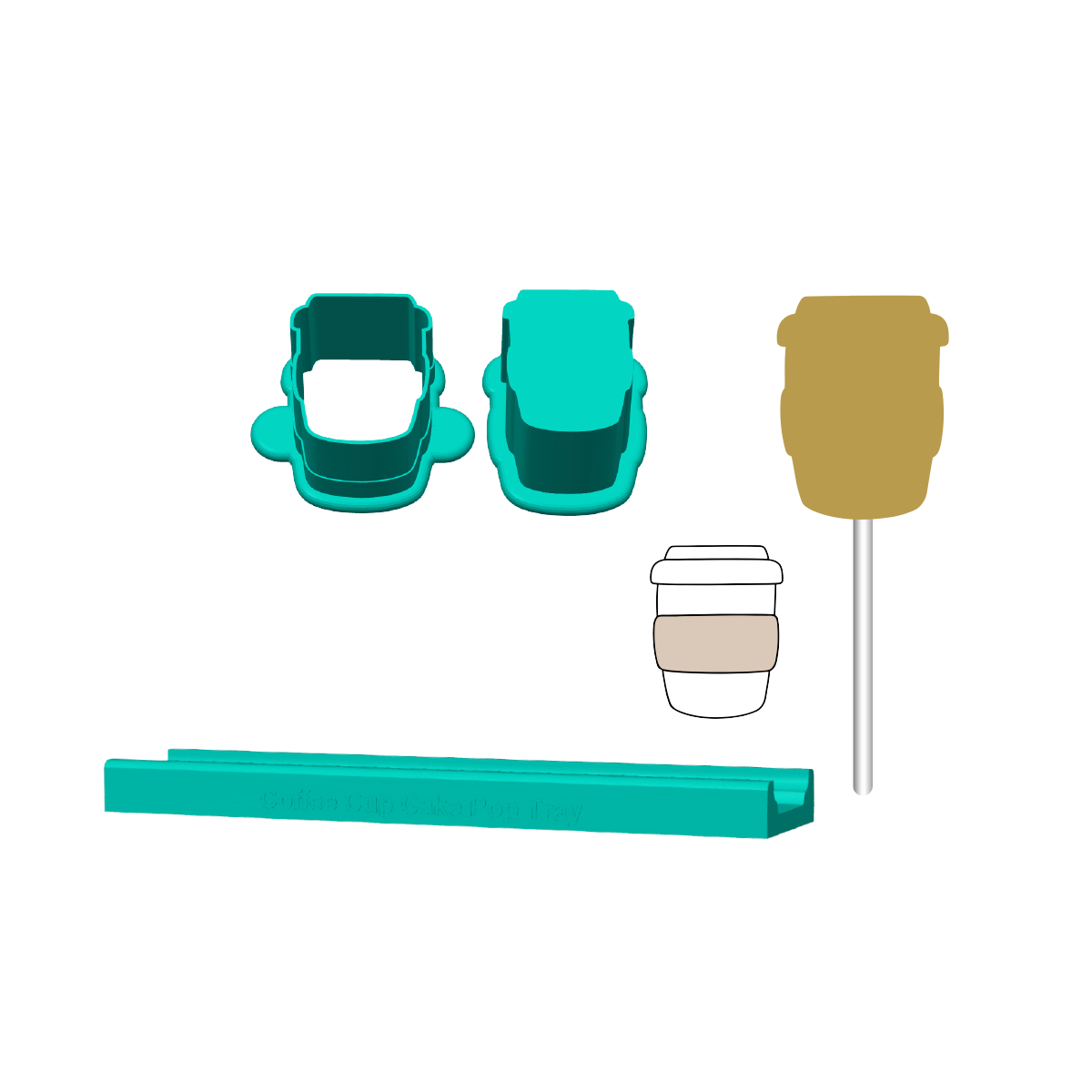 Coffee Cup Cake Pop Mold | Deluxe Cutter, Popper, and Tray Options