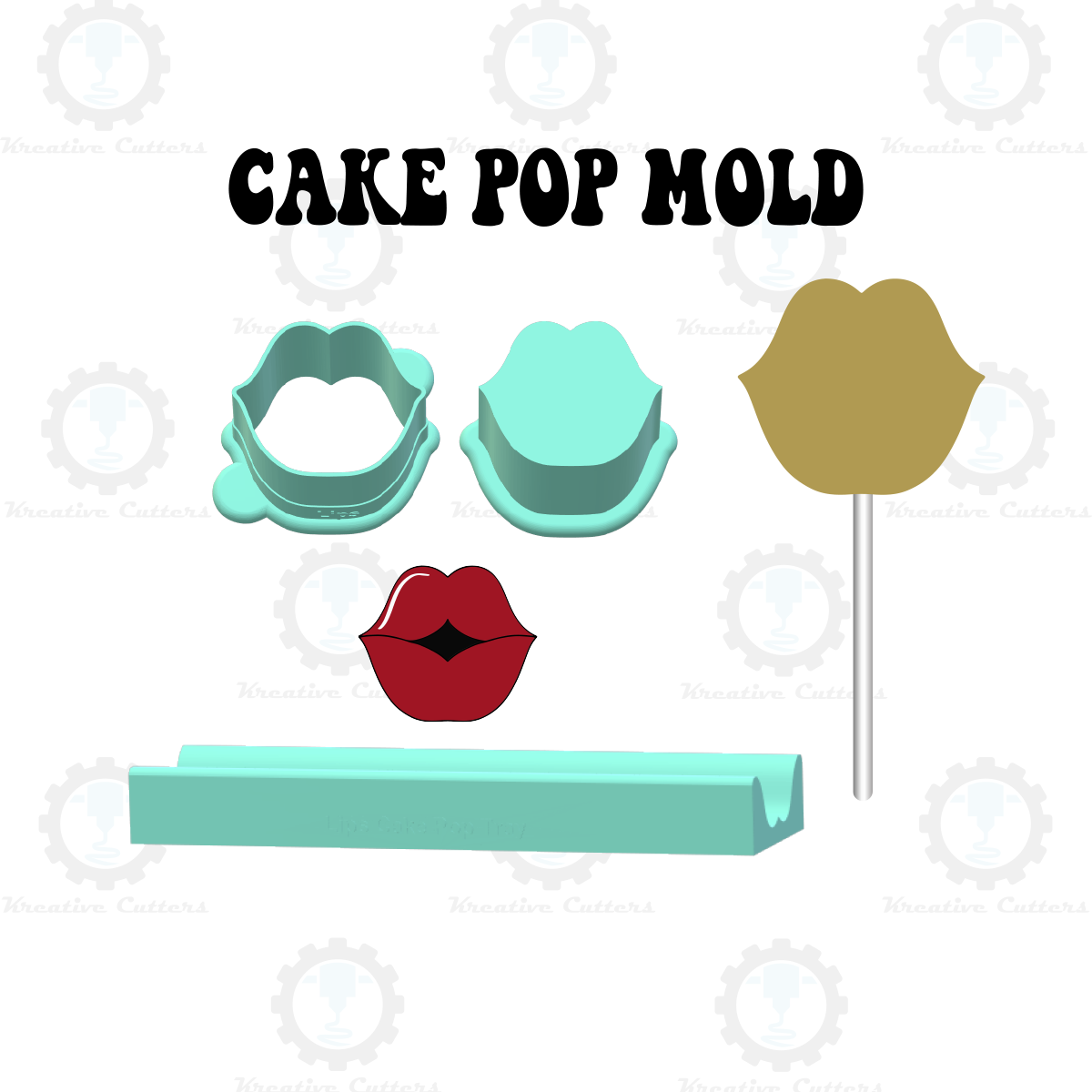 Valentines Lips Cake Pop Mold | Deluxe Cutter, Popper, and Tray Option