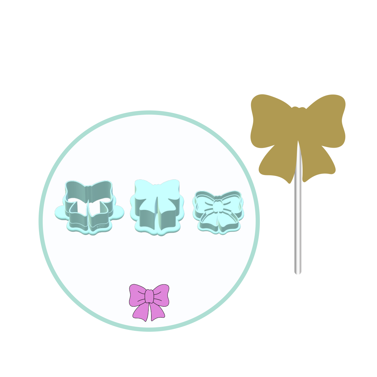 Bow Cake Pop Mold with Fondant Stamp | Deluxe Cutter, Popper, and Tray Option