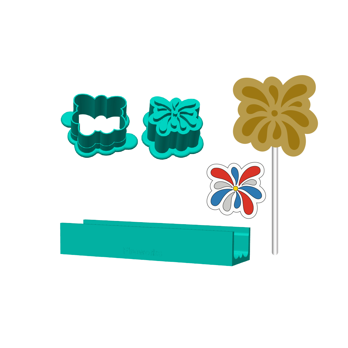 Fireworks Cake Pop Mold |Deluxe Cutter, Popper, and Tray Option