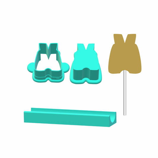 Denim Jeans Baby Overalls Cake Pop Mold |Deluxe Cutter, Popper, and Tray Option