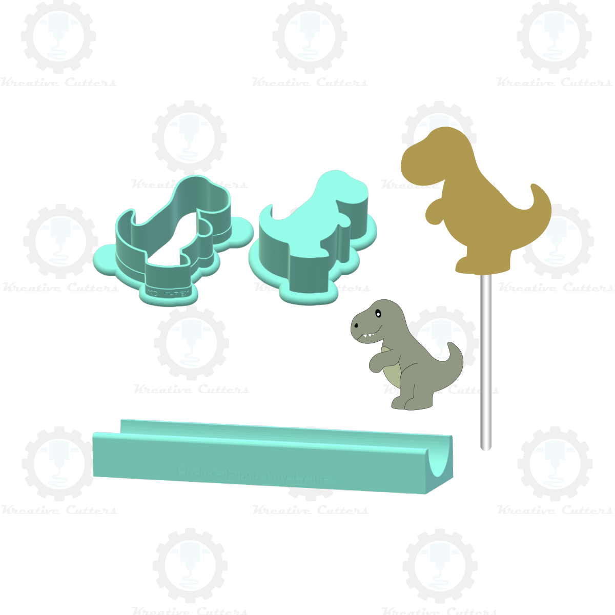 T-Rex Cake Pop Mold |Deluxe Cutter, Popper, and Tray Option