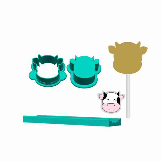 Baby Cow Face Cake Pop Mold |Deluxe Cutter, Popper, and Tray Option