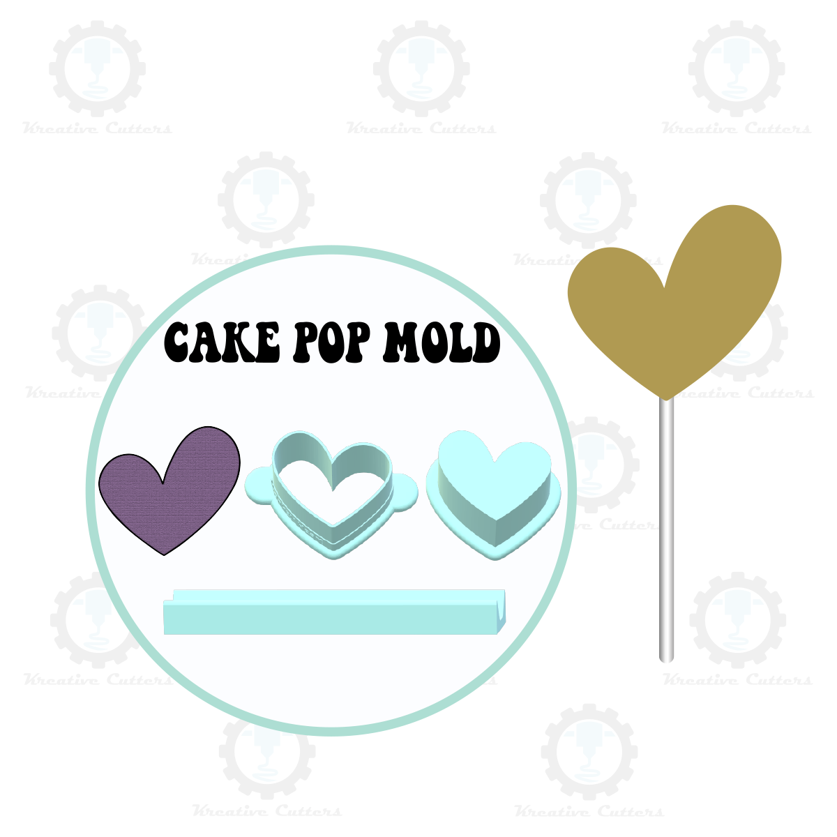 Valentines Wonky Heart Cake Pop Mold | Deluxe Cutter, Popper, and Tray Option