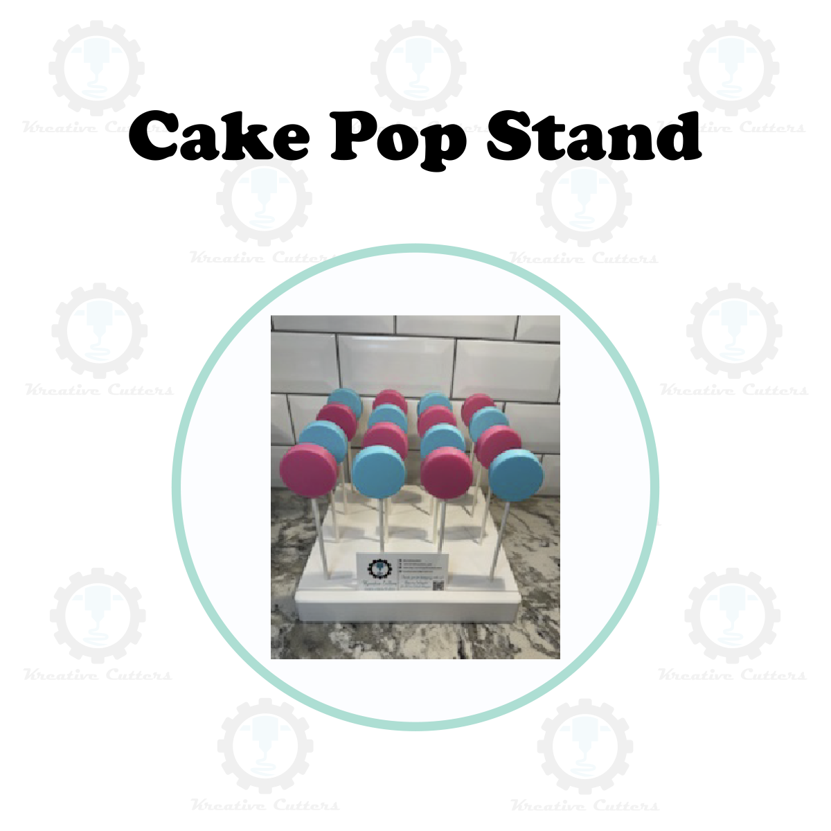 Cake Pop Display Stand with Business Card Slot (White/16 Holes)