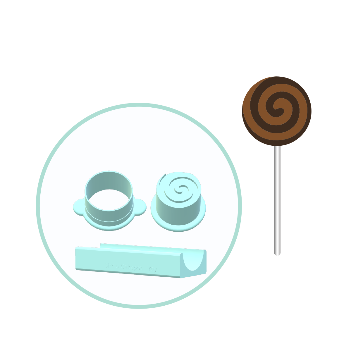 Cinnamon Roll Embosser Cake Pop Mold | Deluxe Cutter, Popper, and Tray Option