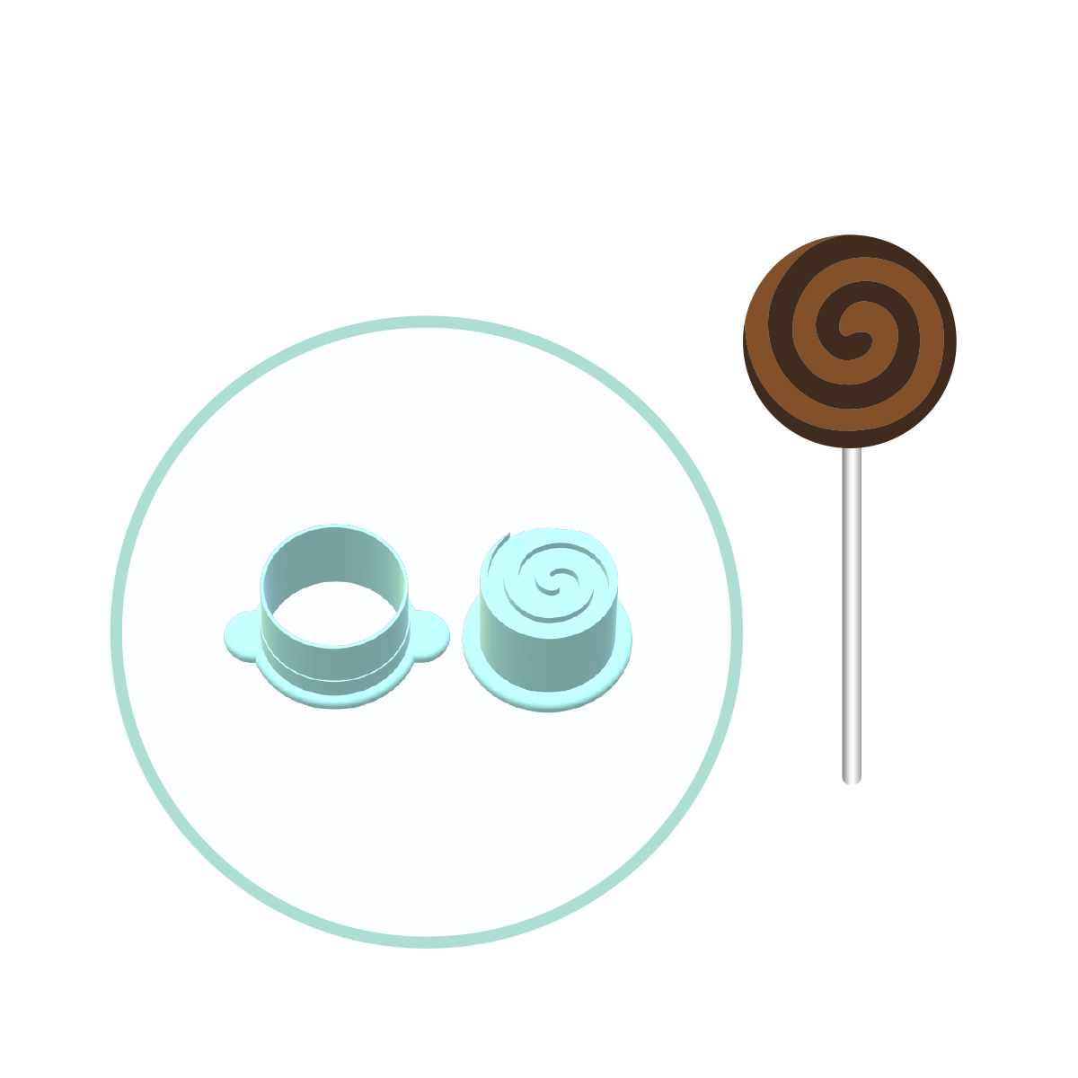 Cinnamon Roll Embosser Cake Pop Mold | Deluxe Cutter, Popper, and Tray Option