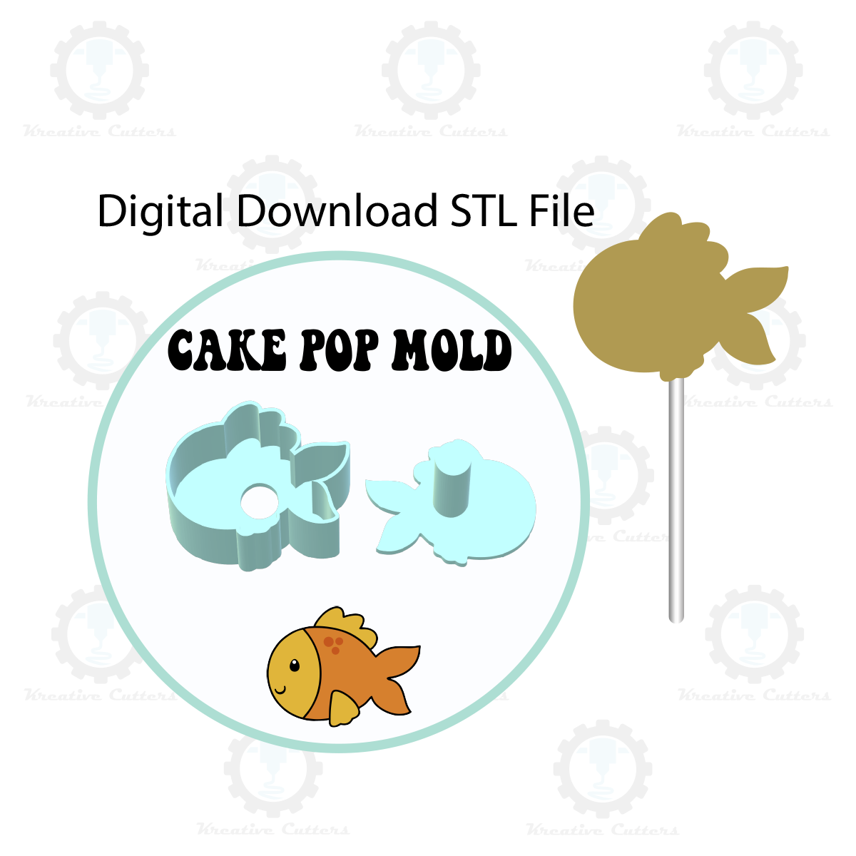 Fish Cake Pop Mold | Digital Download STL File