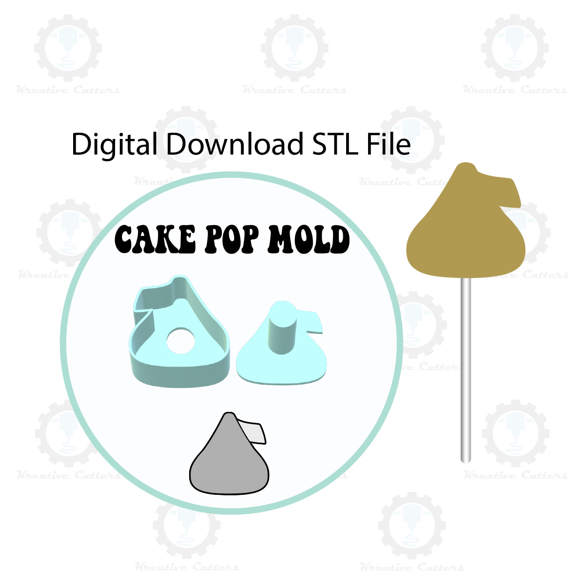 Valentines Candy Kiss Cake Pop Mold | Digital Download STL File