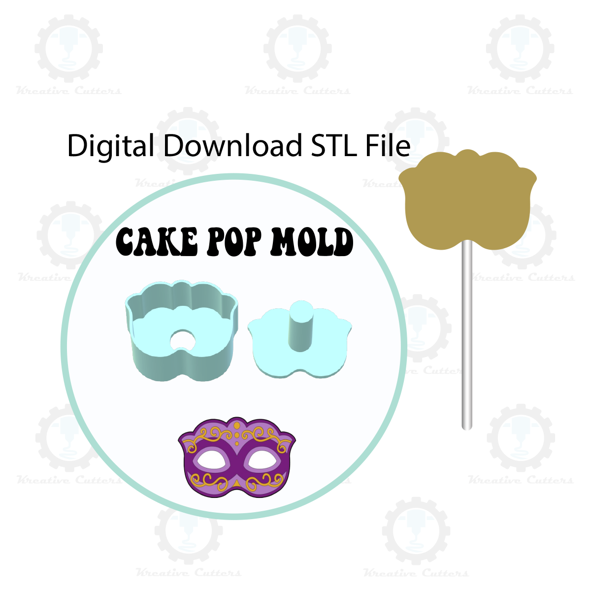 Masquerade Mask Cake Pop Mold | Digital Download STL File