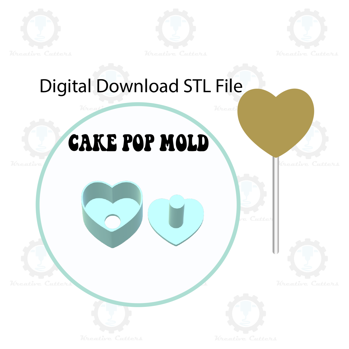 Heart Cake Pop Mold | Digital Download STL File