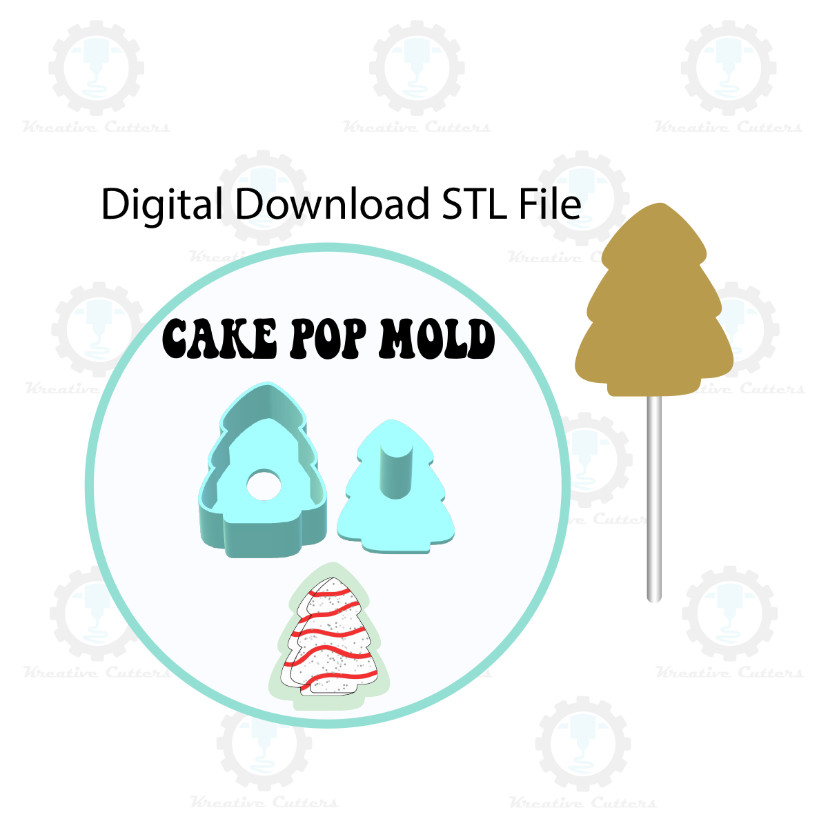 Christmas Cake Tree Cake Pop Mold | Digital Download STL File