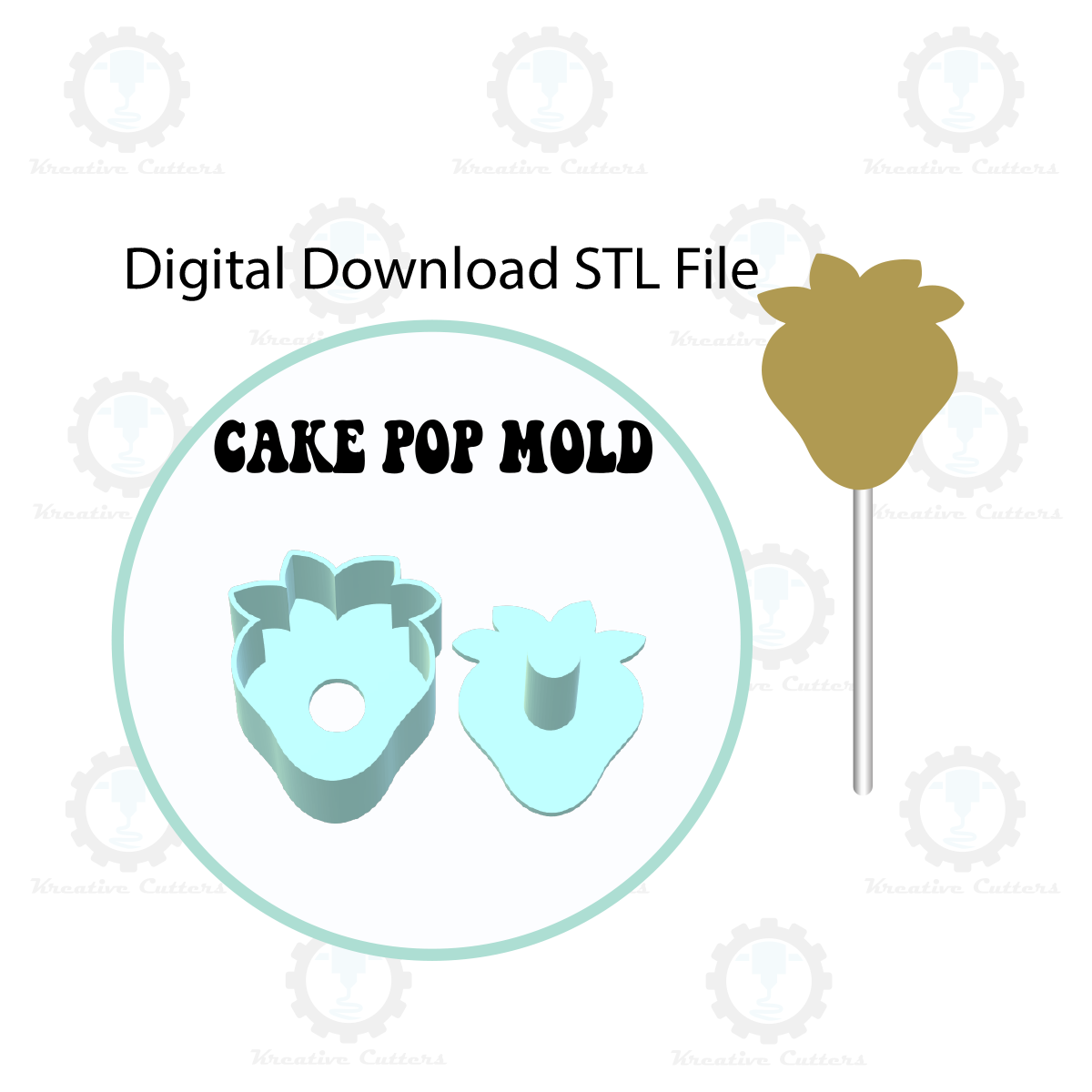 Strawberry Cake Pop Mold | Digital Download STL File