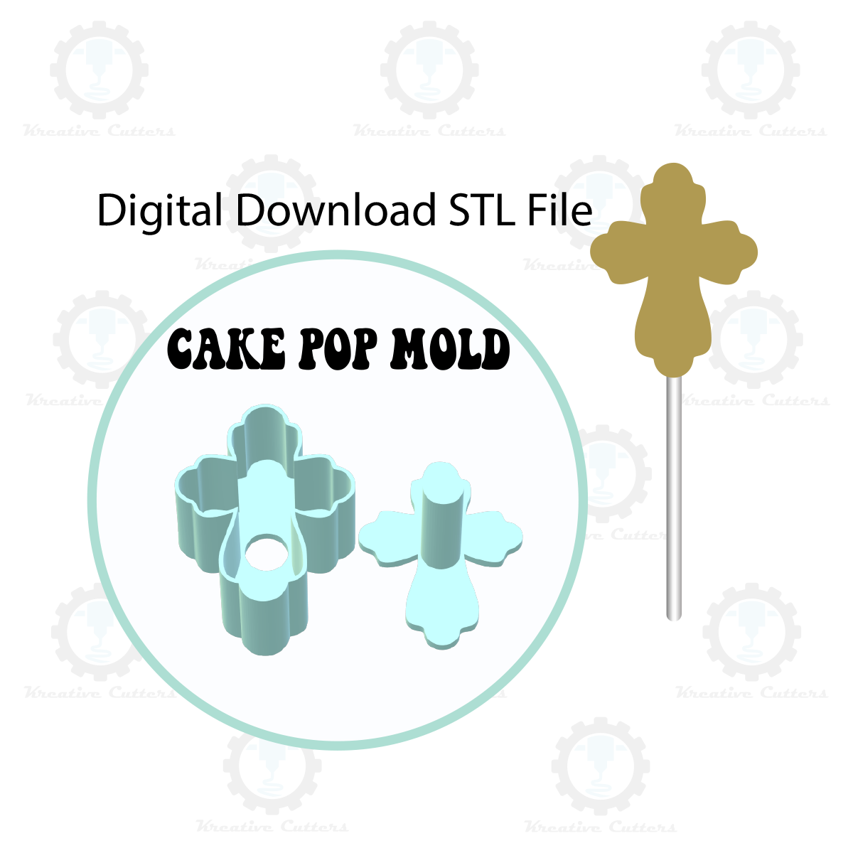 Baptism Cross Cake Pop Mold | Digital Download STL File