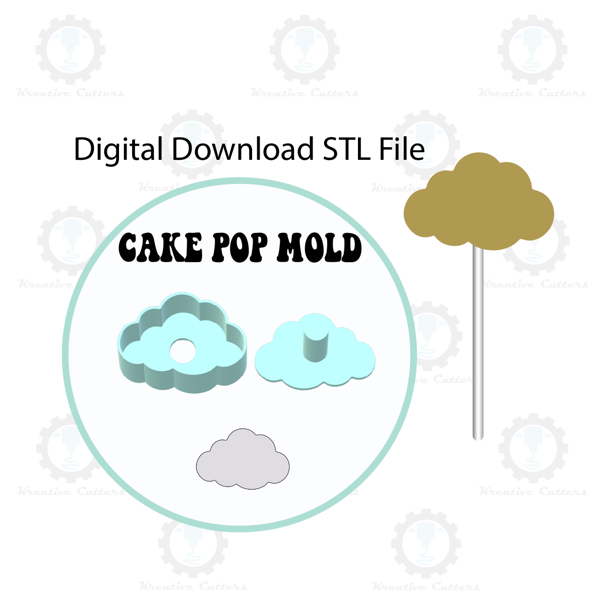 Cloud Cake Pop Mold | Digital Download STL File