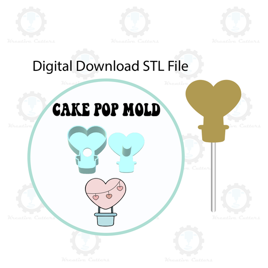 Valentines Heart Air Balloon Cake Pop Mold | Digital Download STL File